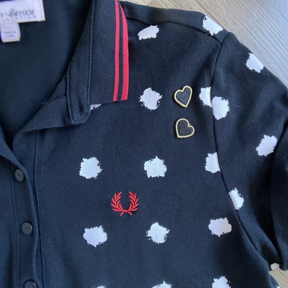 Fred Perry x Amy Winehouse Polo Shirt Dress sz 12 US 16 UK Black Polk Dots - Picture 4 of 12
